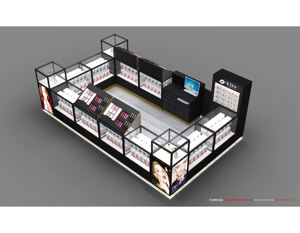 Base de présentation de bijoux en bois massif de style moderne WS-134 de la marque Carpenter Family, avec plateau en verre et pierre argentée, anti-poussière - Product Image 5