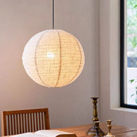 Lampu Gantung Bulat Jepang Buatan Tangan Berkualitas Tinggi dari Linen Gaya Japandi Wabi Sabi Multi-Ukuran untuk Kamar Tidur