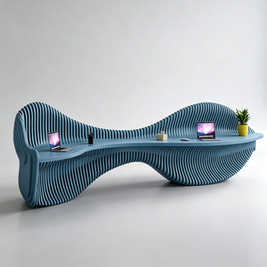 Source Factory Fiberglass Luxury Reception Desk Curved Front Desk for Hotel Public Lobby - Product Image 5
