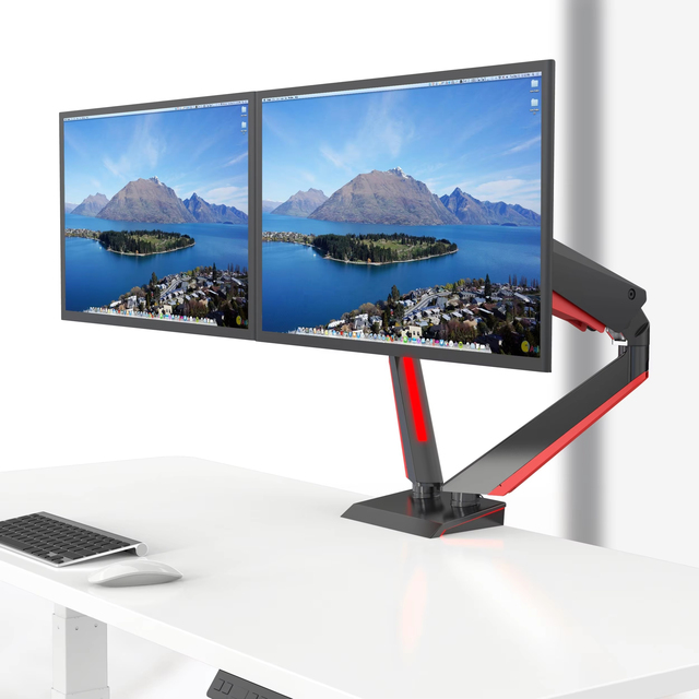 Dual Monitor Arm Stand V-Mounts Dual Monitor Clamp 15''-27'' Gaming Monitor Arm Stand With Gas Spring for Desks