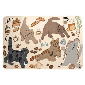 Tapis de bain rectangulaire antidérapant en fibre de polyester, motif chat de dessin animé mignon, pour salle de bain, cuisine, chambre à coucher, décoration - Product Image 2