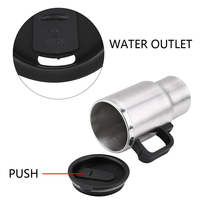Tasse Chauffante de Voiture 12V en Acier Inoxydable, Bouilloire 500ML pour Café, Mug Chauffé, Thermos Isotherme avec Design Circulaire Thermique