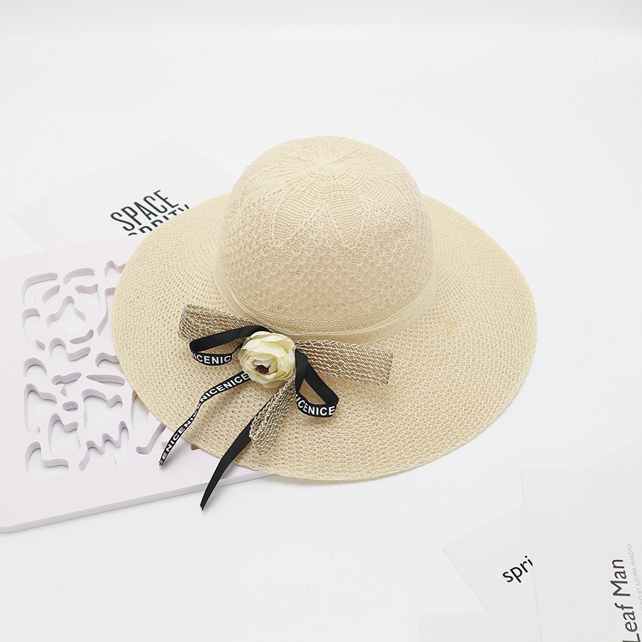 Ruban à motif floral avec nœud - beige
