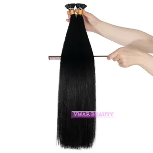 VMAE Wholesale Price Prebonded Micro Link Virgin Hair 27# 613# Red Color Straight I Tip Human Hair Extension Dropship