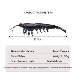Leurre de pêche géant en TPE souple et plat de 225 mm, 38 g, luminescent, imitation crevette, pour eau salée - Product Image 2