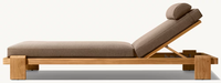 Ensemble de jardin de luxe en teck pour balcon et bord de piscine avec chaise longue, design moderne, coussins résistants aux UV inclus