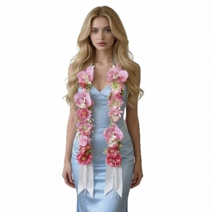 <span class=keywords><strong>Guirlande</strong></span> élégante de fleurs d'orchidées artificielles à porter avec pompon pour mariage romantique, fête de remise de diplôme, décoration tropicale - Product Image 5
