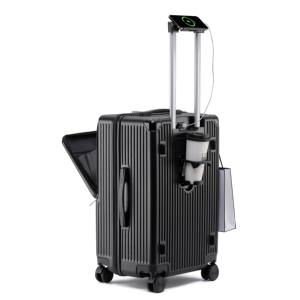 Equipaje con ruedas barato <span class=keywords><strong>Maleta</strong></span> de gran capacidad Equipaje de Apertura frontal ABS PC <span class=keywords><strong>Maleta</strong></span> de mano con ubicación de teléfono y portavasos - Product Image 5