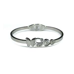 Fashion Charm <b>Bracelet</b> 316L Stainless Steel PVD Gold Plating Heart Butterfly Design Women's Jewelry - Product Image 1
