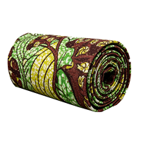 Tissu Ankara double face en coton ciré, bleu clair avec motifs floraux bleu roi et strass, pour robes de mariée africaines