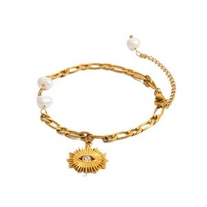 Starfish Freshwater Pearl <b>Bracelet</b> 18K Gold Plated Women's Everyday Wear Jewelry White Pearl Beaded Design Geometric Shape - Product Image 5