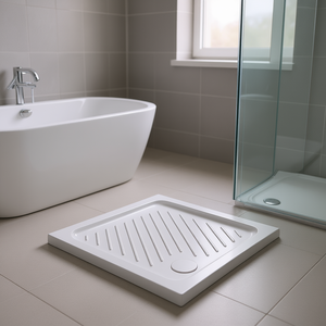 Plato de Ducha Cuadrado Dolomite Gemma Cerámica 75 x 75 cm, Altura 7 cm, con Ranuras de Drenaje para Baño - Product Image 3