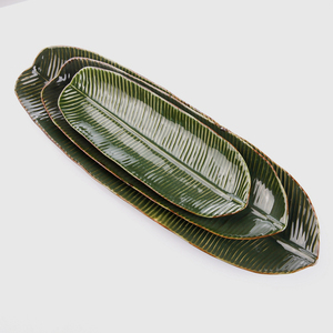 Piatti per la cena in foglia verde ecologici in porcellana decorati con belle stoviglie naturali piatto profondo in foglia di Banana per Hotel e ristoranti - Product Image 2