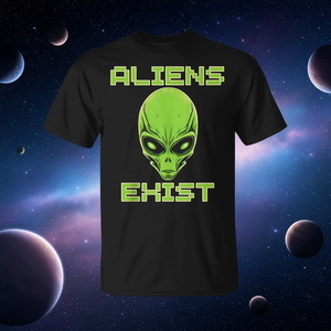 Camiseta Promocional con Estampado de Cabeza de Extraterrestre Verde, Aliens Existen - Product Image 3