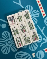 160pcs Set Mahjong Akrilik Putih Lucu Motif Naga dan Bunga Tradisional Amerika untuk Permainan Keluarga di Rumah