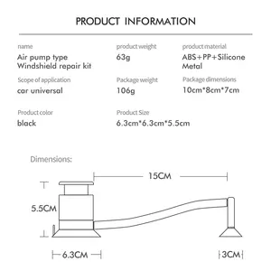 Juego de Reparación de Parabrisas de <span class=keywords><strong>Coche</strong></span>, Kit de Herramientas PARA EL Cuidado del Parabrisas, Reparación de Grietas de Chip de Vidrio, Ojo de Toro, Forma de Estrella, Media <span class=keywords><strong>Luna</strong></span> - Product Image 6