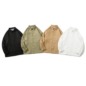 Prix usine direct nouvelle veste hommes marée simple ins décontracté revers chemise style veste lâche couleur unie hauts