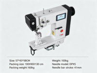 Machine à coudre industrielle FS à tête simple, à bras, 220V, moteur 500W, point de rouleau informatisé pour semelles/empeignes de chaussures en cuir