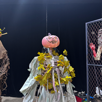 Décoration de citrouille d'Halloween animatronique en métal avec capteur infrarouge pneumatique pour maisons hantées intérieures publiques et centres commerciaux