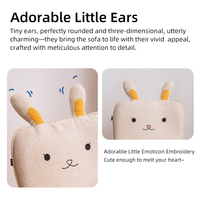 Canapé enfant moderne au design mignon d'animaux avec coussin en peluche douce en forme de nounours, pliable en tissu