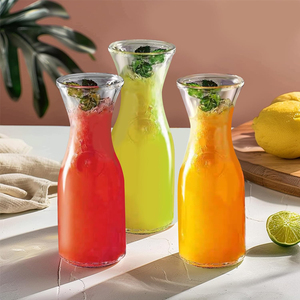 Bouteille de distributeur d'eau de boisson au lait à col étroit Carafe et <span class=keywords><strong>pichet</strong></span> en verre de <span class=keywords><strong>1</strong></span> <span class=keywords><strong>litre</strong></span> avec couvercles - Product Image 1