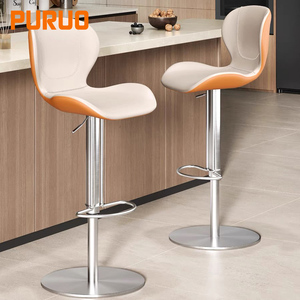 Housse arrière industrielle <span class=keywords><strong>en</strong></span> cuivre PURUO OEM ODM, <span class=keywords><strong>cuir</strong></span> <span class=keywords><strong>véritable</strong></span> noir, pour <span class=keywords><strong>tabouret</strong></span> <span class=keywords><strong>de</strong></span> <span class=keywords><strong>bar</strong></span> pivotant, stable, réglable <span class=keywords><strong>en</strong></span> hauteur, pour comptoir et <span class=keywords><strong>bar</strong></span> à domicile - Product Image 6