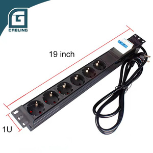 Gcabling 1U 19 אינץ 6 יציאת גרמניה שקע יחידת חלוקת כוח 6way שקע שרת מתלה הר PDU - Product Image 4