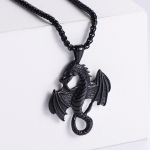 Pendentif nordique unisexe, Song des neiges et <span class=keywords><strong>du</strong></span> feu, collier en forme de Dragon respirant de style Baroque, élément Totem - Product Image 1