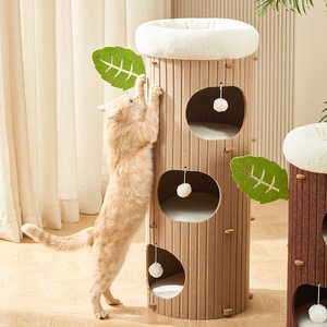 Maison d'arbre à chat multicouche moderne et chaud Planche à gratter pour chat à motif solide Trou intégré pour nid d'escalade pour chat de bureau à domicile - Product Image 1