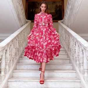Vestido Largo Estampado <span class=keywords><strong>de</strong></span> Moda Francesa para <span class=keywords><strong>Mujer</strong></span>, Estilo Vacacional, Primavera 2026, Siete Colores - Product Image 1