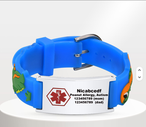 Pulsera de Identificación Infantil con Nombre Grabado, Diseño de Dinosaurio - Product Image 2