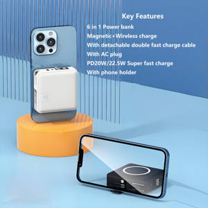 15000mAh PD20W with Built-in Charging Cable and AC Plug Magnetic Wireless Charging Power Bank - Product Image 5
