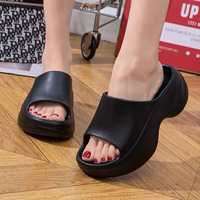 Sandales compensées décontractées pour femmes, à bout ouvert, imprimées, antidérapantes, avec coussinets souples en EVA, pour intérieur, extérieur et plage, rehaussantes