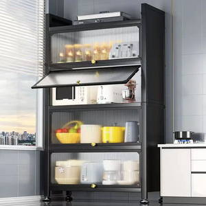 Moderni Armadietti Multifunzione a 3-5 Ripiani per Dispensa Sostenibile, Portapiatti con Supporti Magnetici in Acciaio al Carbonio - Product Image 2
