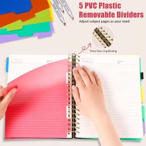 A5 Tùy Chỉnh In Ấn Debossed Logo 80 ° Nằm Phẳng 5 Chủ Đề Bìa Cứng Xoắn Ốc Máy Tính Xách Tay Tạp Chí Với Ngăn Tab - Product Image 3