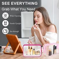 Haoran - Lot de 12 trousses de maquillage en PVC TSA, organiseur de cosmétiques de voyage, logo personnalisé, trousse de toilette transparente, Bolsa De Maquillaje Impermeable