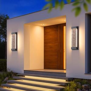 Luz de pasillo IP65 impermeable para exteriores H35/50/70CM Base de aluminio Lámpara de pared de jardín LED con energía solar Color negro - Product Image 3