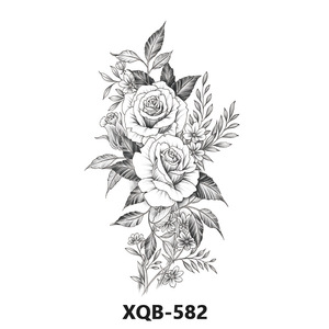Tatuajes Temporales de Flores Negras a Prueba de Agua, Diseños de Tatuajes Falsos para Piernas y Brazos, Pegatinas de Tatuajes Temporales para Chicas y Mujeres - Product Image 3