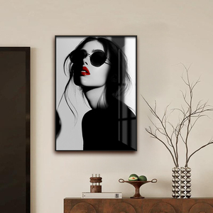 Arte Murale su Tela Moderna <span class=keywords><strong>e</strong></span> Alla Moda con Ritratto <span class=keywords><strong>Bianco</strong></span> <span class=keywords><strong>e</strong></span> <span class=keywords><strong>Nero</strong></span> Incorniciato Personalizzabile per Decorazione Soggiorno - Product Image 2