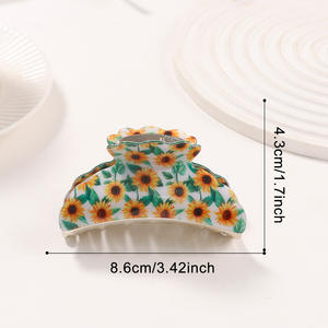 Pince à cheveux fleurie pour femme, style tournesol, accessoires de coiffure pour les vacances, motif super fleur. - Product Image 4