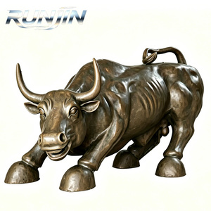 <strong>Large</strong> Life Size Outdoor Wall <strong>Street</strong> Charging Bull Statue Bronze Animal Sculpture Stock Market Office Decor Modern Casting 340cm - Product Image 2
