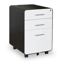 Meuble de rangement mobile en acier à trois tiroirs verrouillables avec roulettes pour bureau à domicile, unité de classement et d'archivage, achat en gros