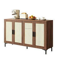 Buffet moderne avec rangement, meuble de bar à café en bois de 48 pouces avec portes et étagères, meuble de villa en bois noir