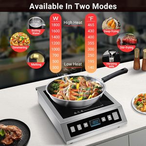Table de cuisson à induction portable <span class=keywords><strong>AMZCHEF</strong></span> 3000W, certifiée ETL, équipement de cuisine commercial, 8 niveaux de puissance, minuterie 3 heures, écran LCD - Product Image 4