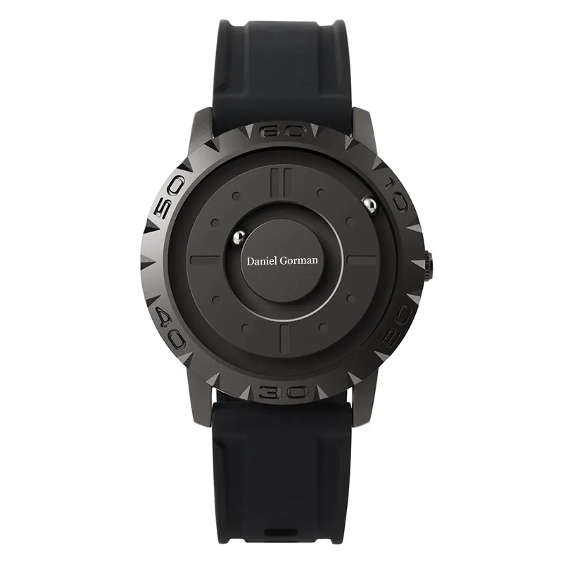 Simple Unique Design Fashion Eutour Magnetic Steel Ball Watch Silicon Band Quartz Watch