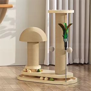 Penggaruk pohon kucing lipat gaya Modern, dengan papan kepadatan kayu tahan aus & tanpa cukur tali rami mainan untuk hewan peliharaan - Product Image 2