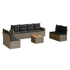 Ensemble de canapés de jardin en rotin gris 6 places, mobilier d'extérieur résistant aux intempéries, design contemporain - Product Image 1