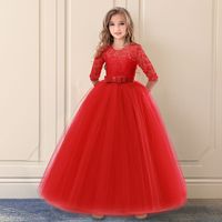 Longue Robe Princesse en Dentelle Fleurie pour Filles de 6 à 14 Ans, Vêtement de Soirée et de Mariage pour Enfants