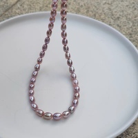 Collier long en perles de riz naturelles et perles d'eau douce, plaqué argent, pour femme, jeune et tendance