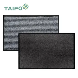 TaiFo AMZN热销日常家用灰色黑色罗纹编织门垫，带聚氯乙烯背衬